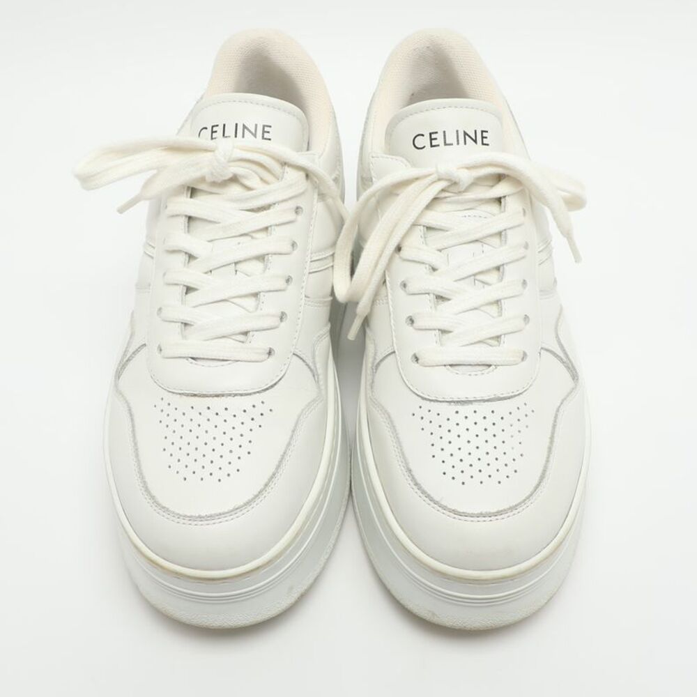 Celine White Leather Platform Lace Up Sneakers Size 37 - Picture 3 of 7